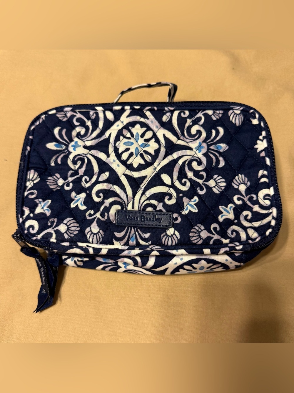 Vera Bradley Navy Floral Quilted Travel Cosmetic Pouch
